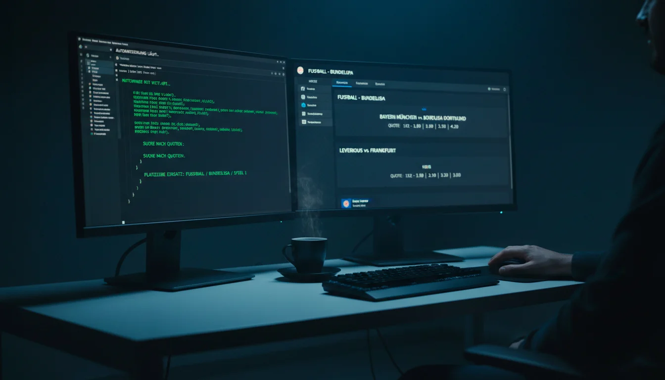 Mehrere Bildschirme mit Echtzeit-Quotenüberwachung und Sportwetten-Dashboard